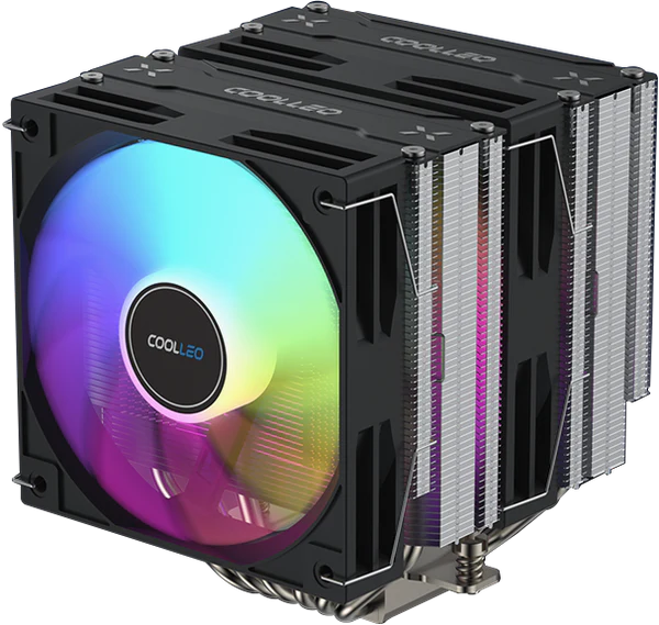 COOLLEO Etian B60T Performance Version Dual Tower Dual Fan Six Heat Pipe Mirror Copper Bottom Support 1700/1851/AM4/AM5 COOLLEO Etian B60T Performance Version Dual Tower Dual Fan Six Heat Pipe Mirror Copper Bottom Support 1700/1851/AM4/AM5